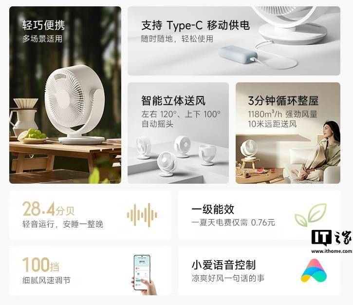 小米米家循环扇新品上市100挡风速+智能控仅售299元！